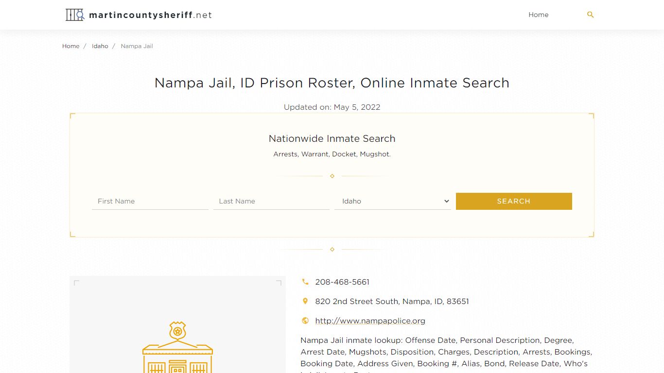 Nampa Jail, ID Prison Roster, Online Inmate Search ...
