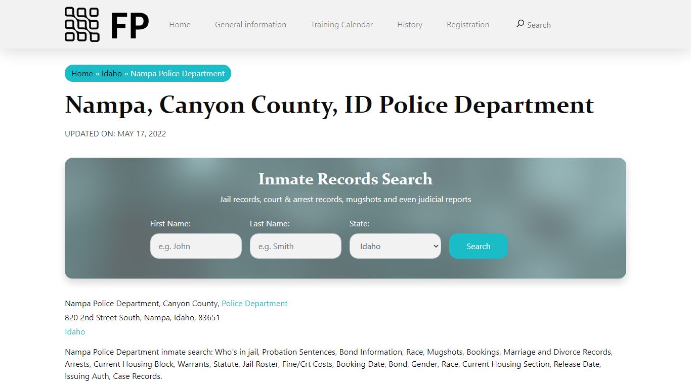 Nampa, ID Police - City Jail Inmates, Arrests